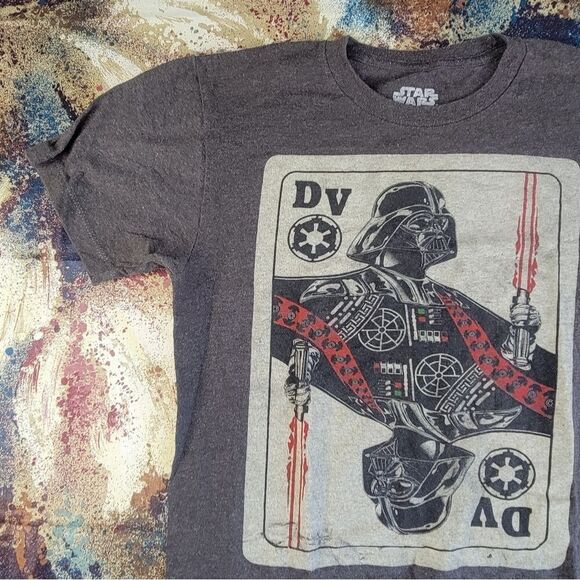 Star Wars T-Shirt DV Playing Card Darth Vader Small Mens Gray Shirt Fifth Sun - Picture 3 of 15